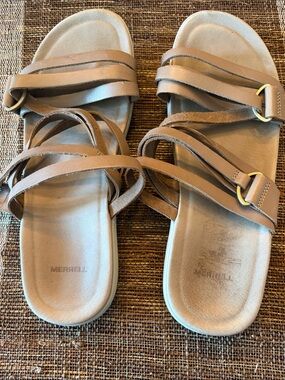 Merrell Women's Brown Multi-Strap Slide Sandals